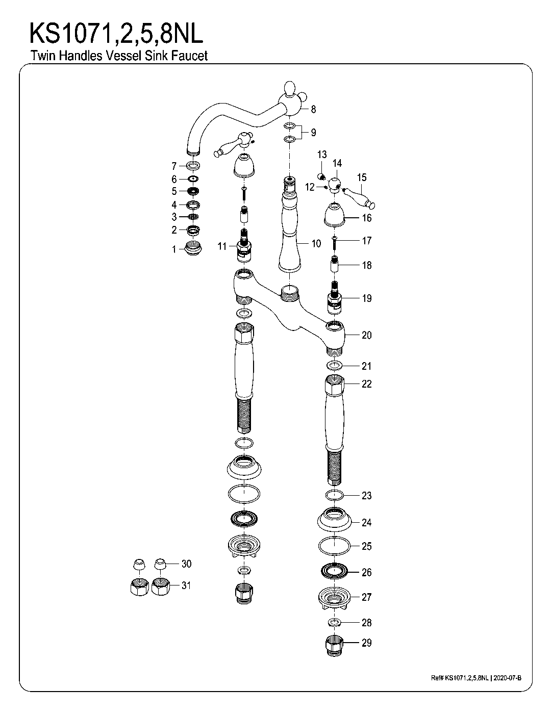 Victorian KS1072NL exploded parts diagram