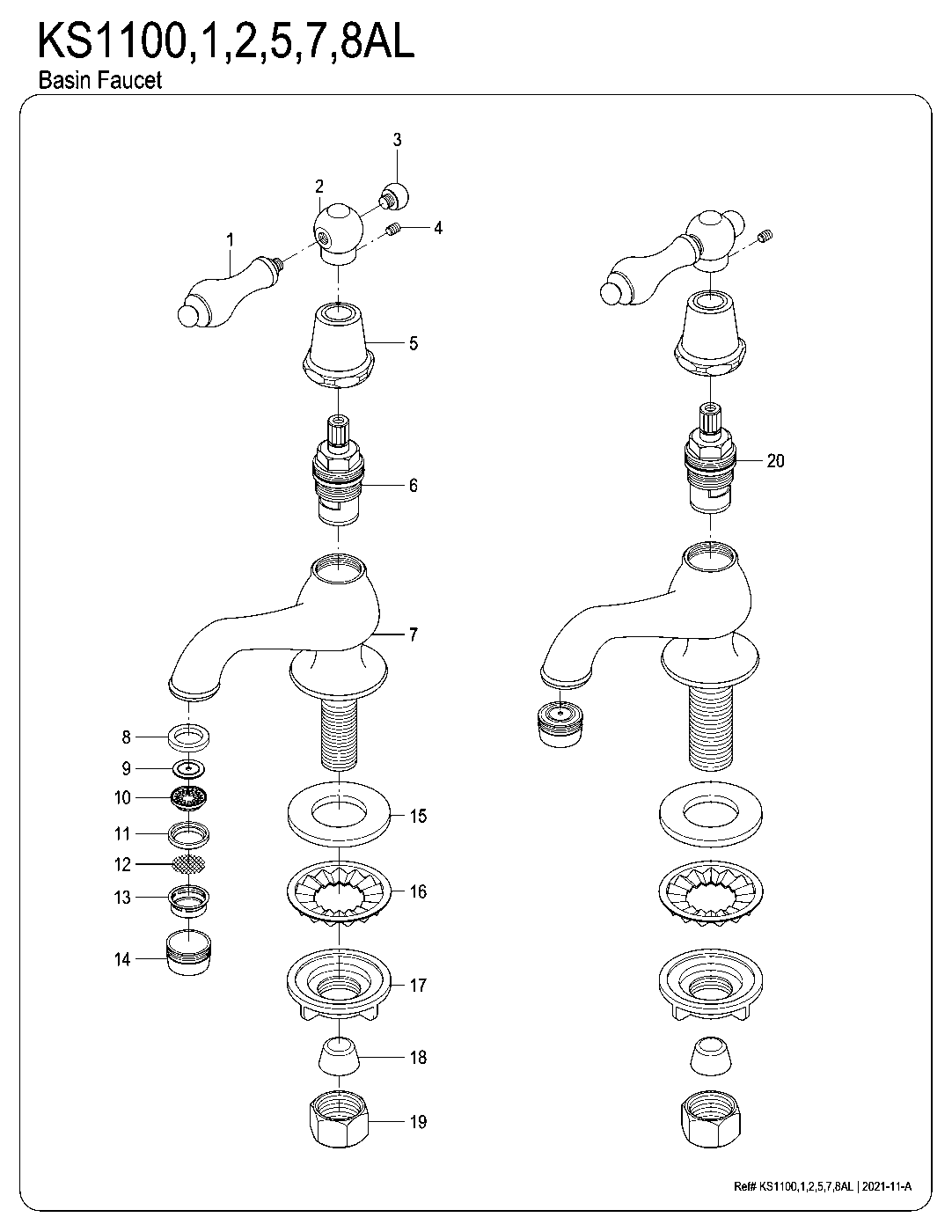 Heritage KS1100AL exploded parts diagram