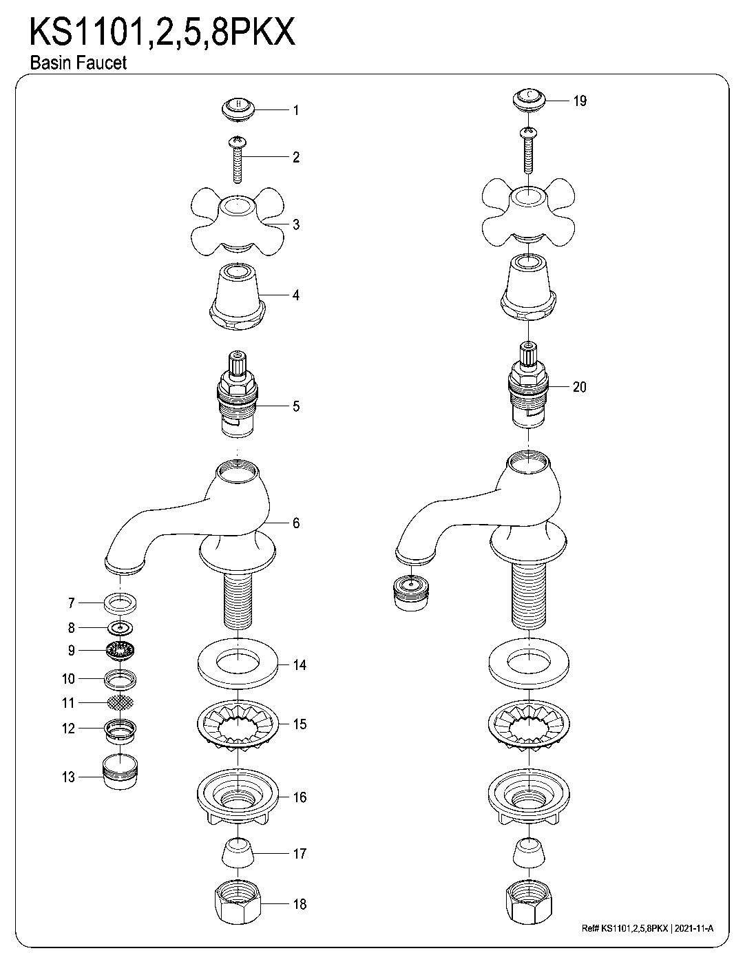 Duchess KS1101PKX exploded parts diagram