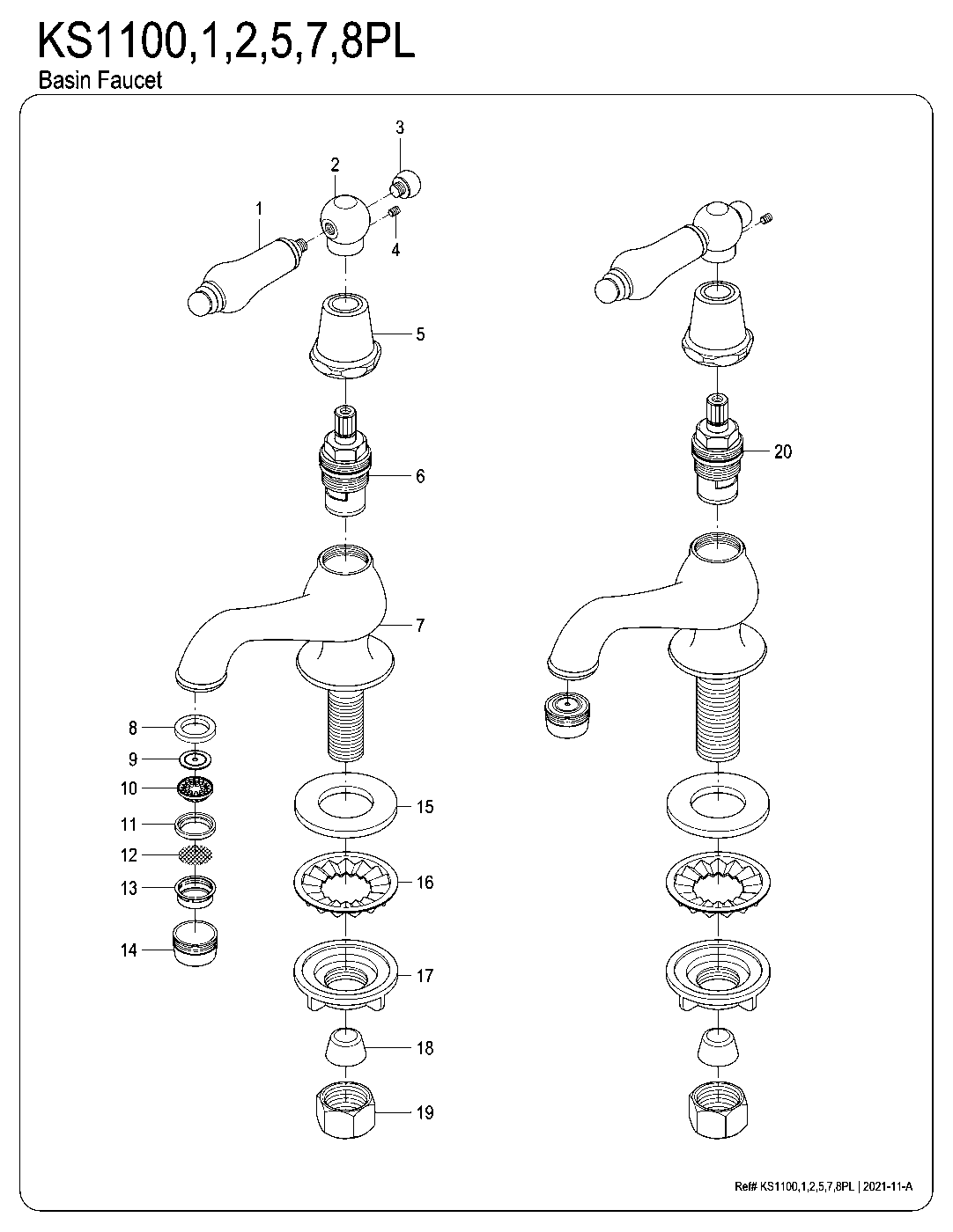Heritage KS1100PL exploded parts diagram