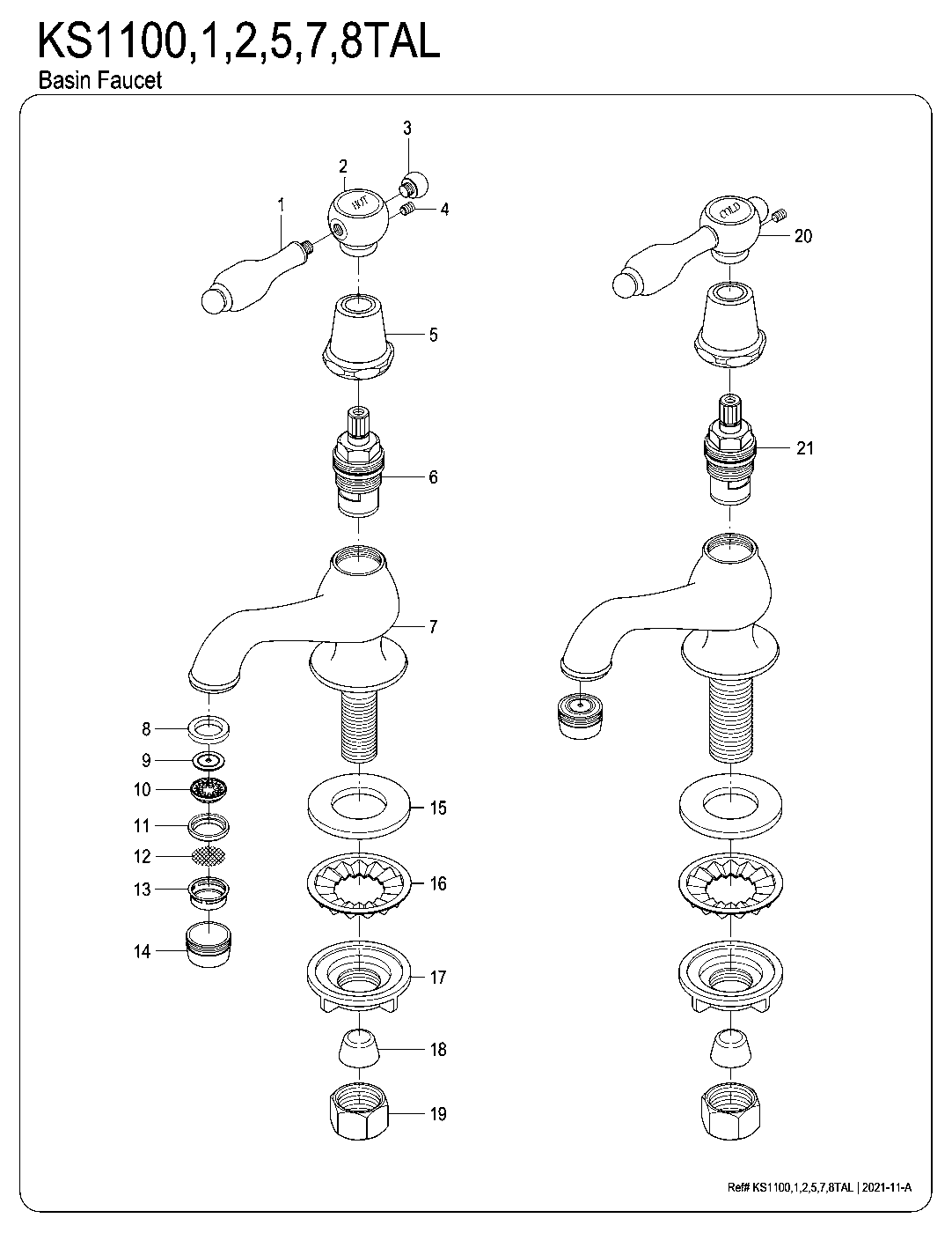 Tudor KS1100TAL exploded parts diagram