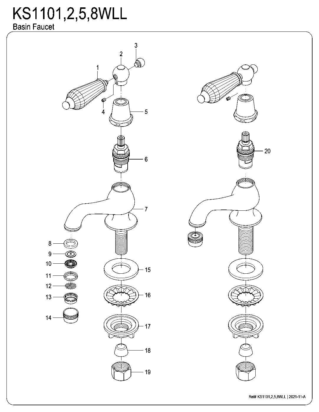 Wilshire KS1101WLL exploded parts diagram