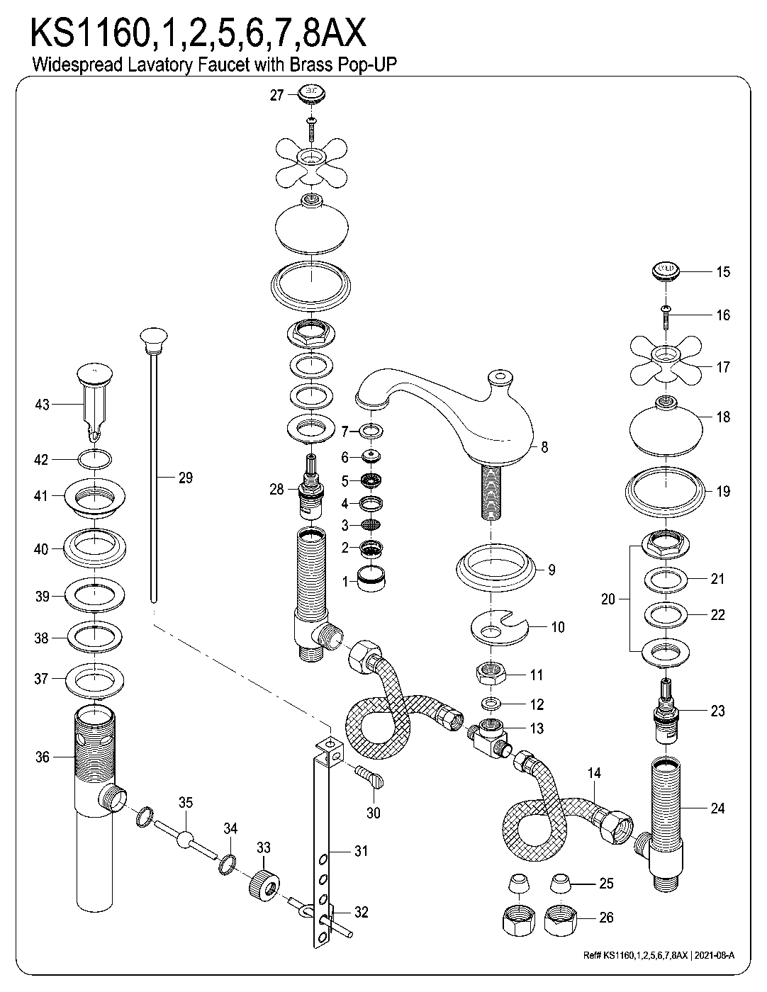Kingston Brass KS1160AX exploded parts diagram