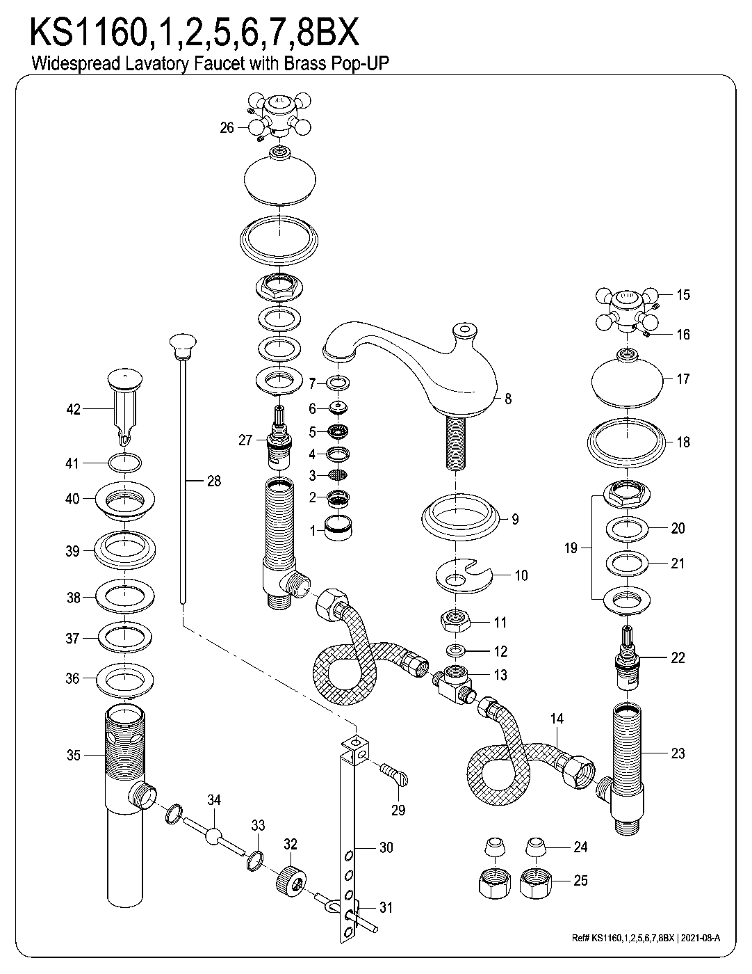 Kingston Brass KS1160BX exploded parts diagram