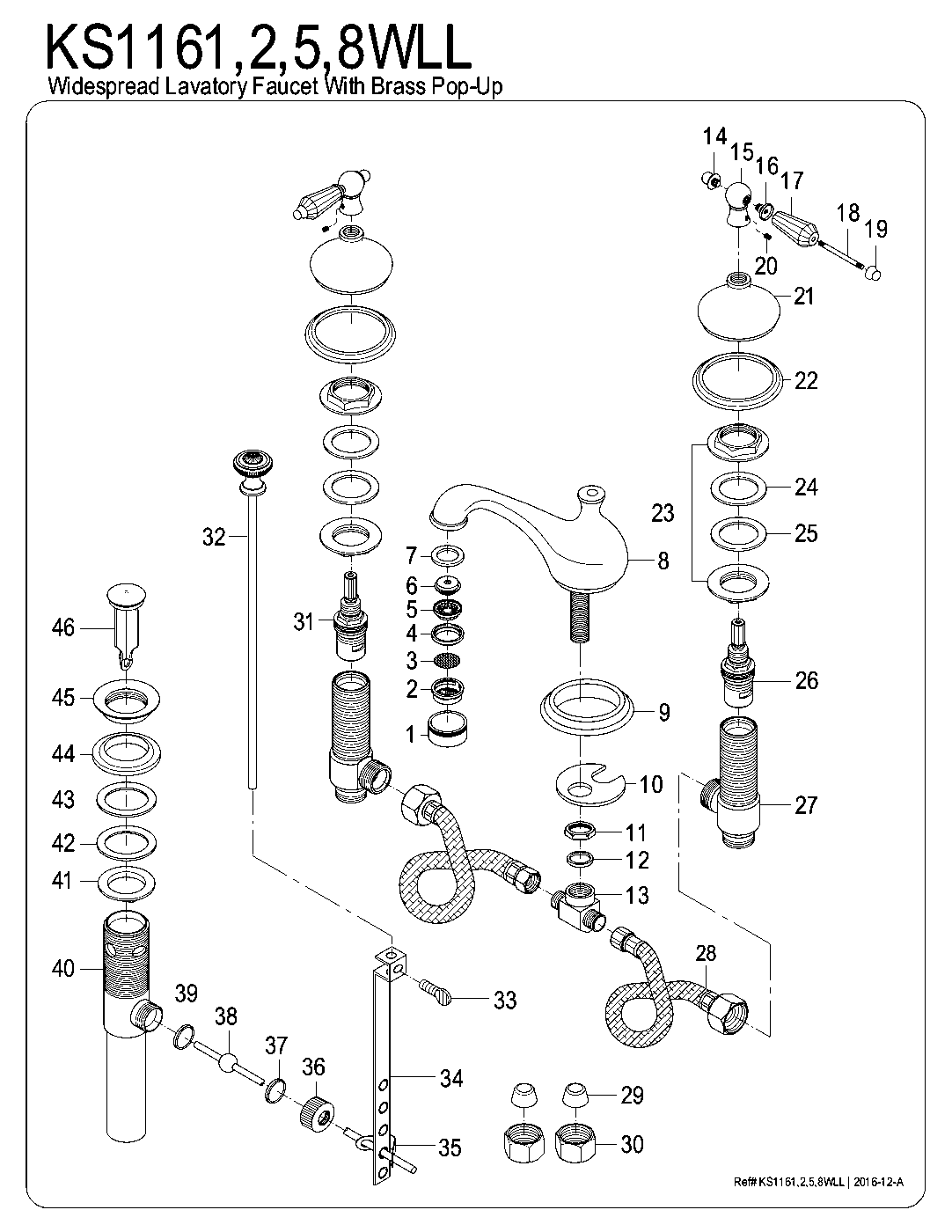 Kingston Brass KS1161WLL exploded parts diagram