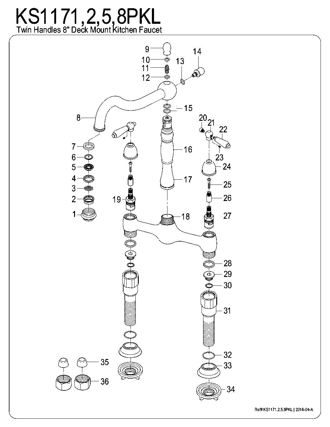 Duchess KS1172PKL exploded parts diagram