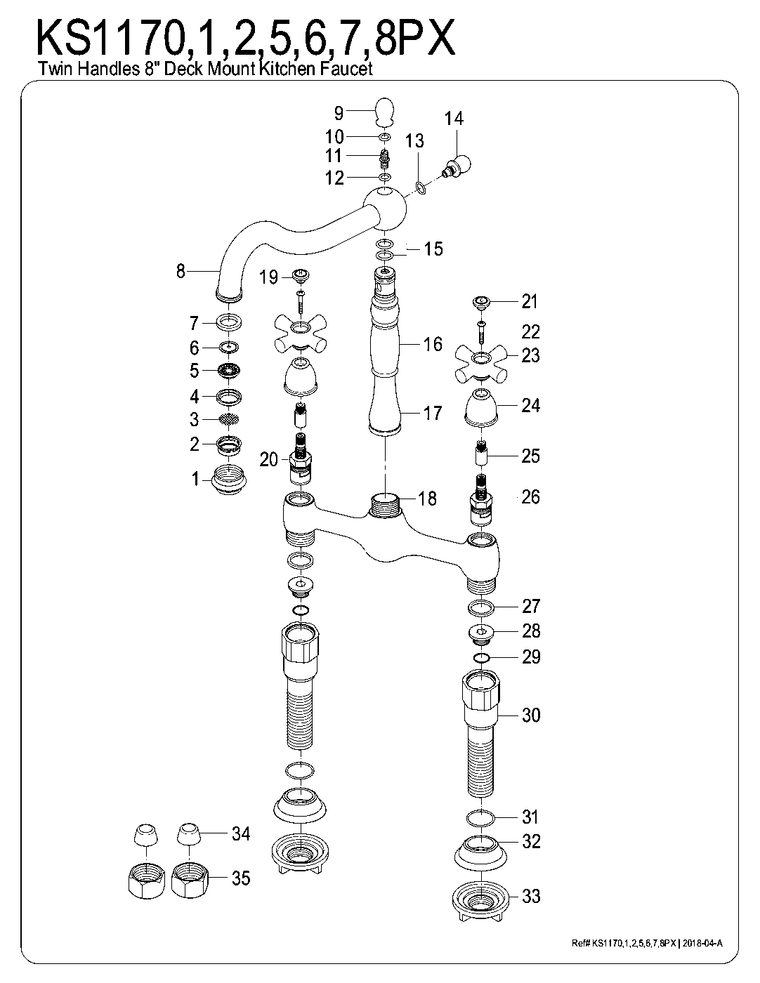 Kingston Brass KS1171PX exploded parts diagram