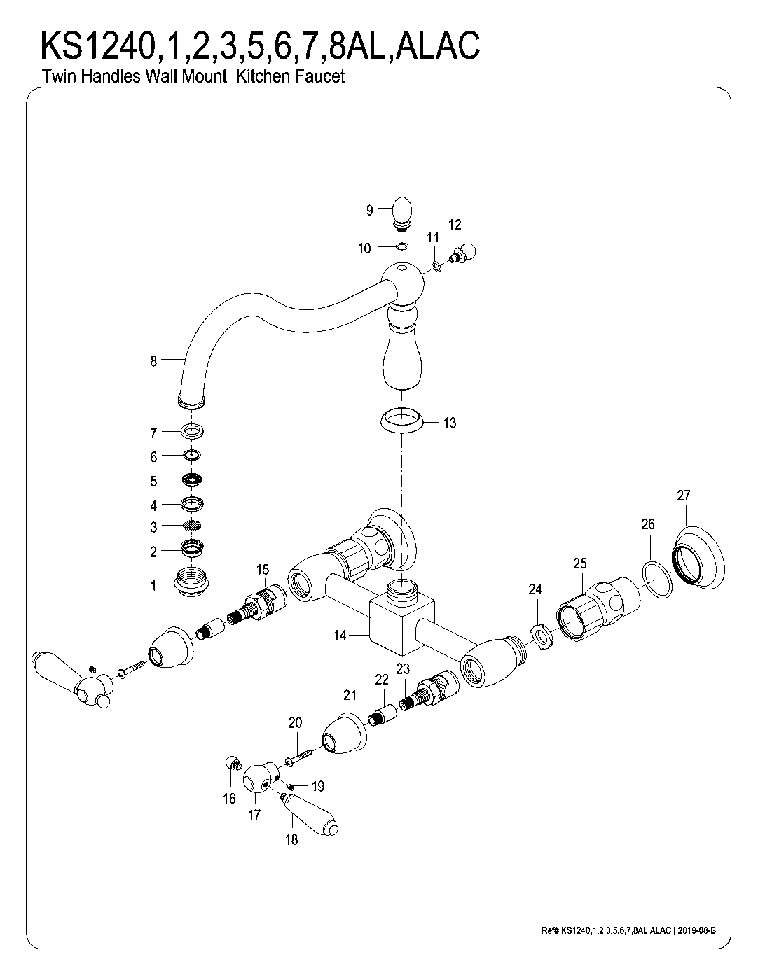 Kingston Brass KS1240AL exploded parts diagram