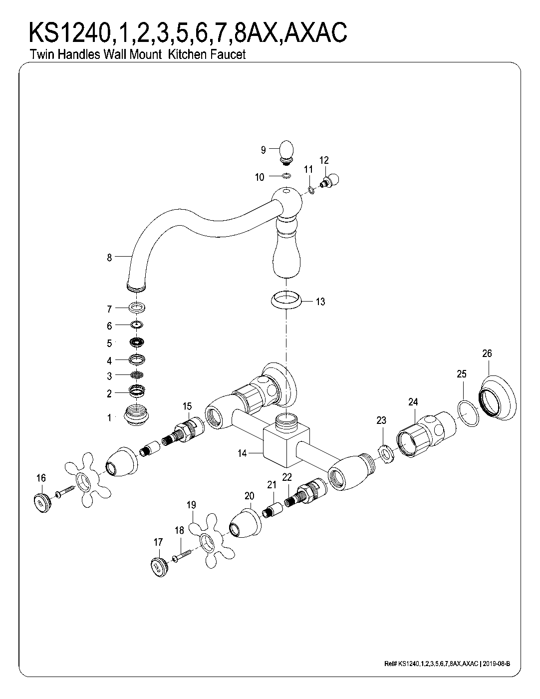 Kingston Brass KS1240AX exploded parts diagram