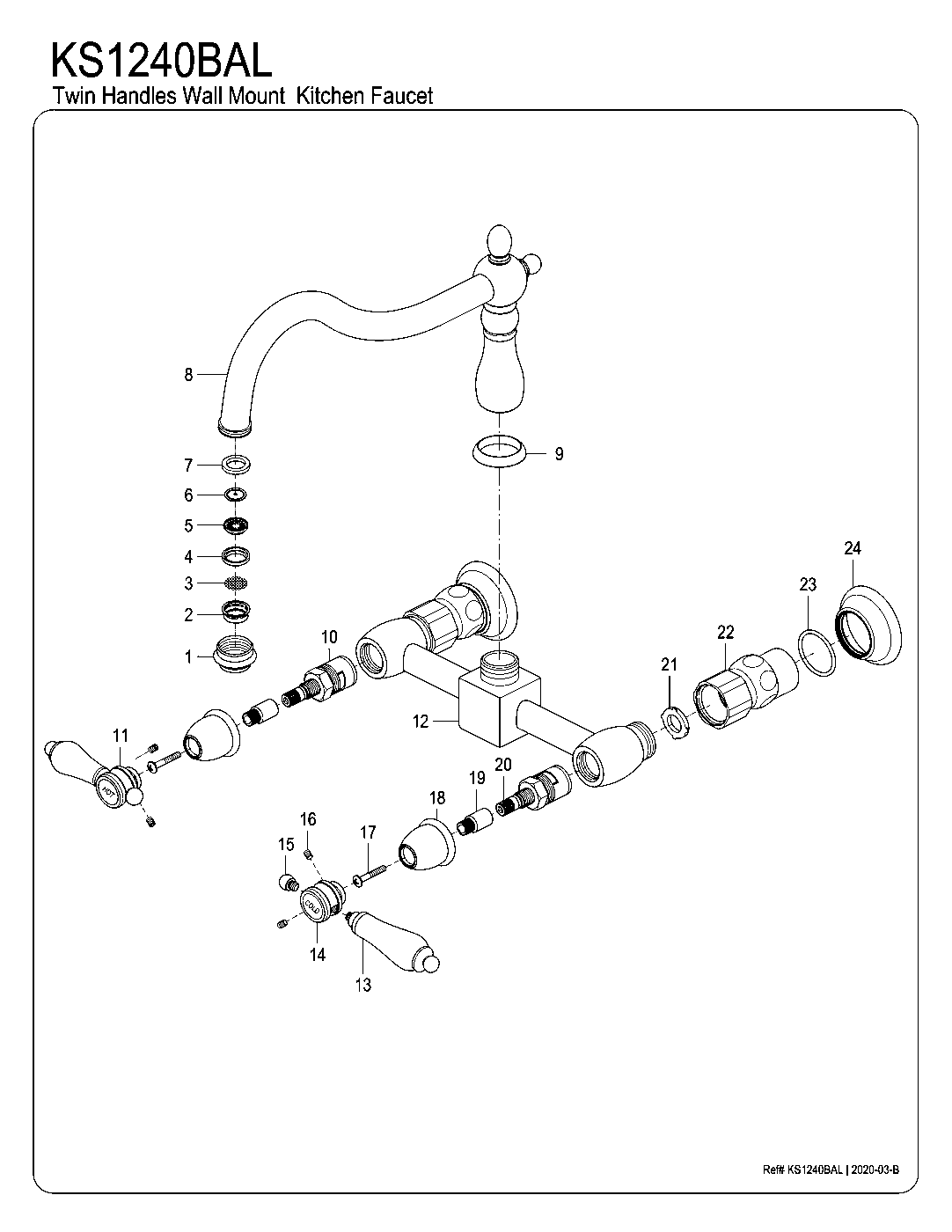 Heirloom KS1240BAL exploded parts diagram