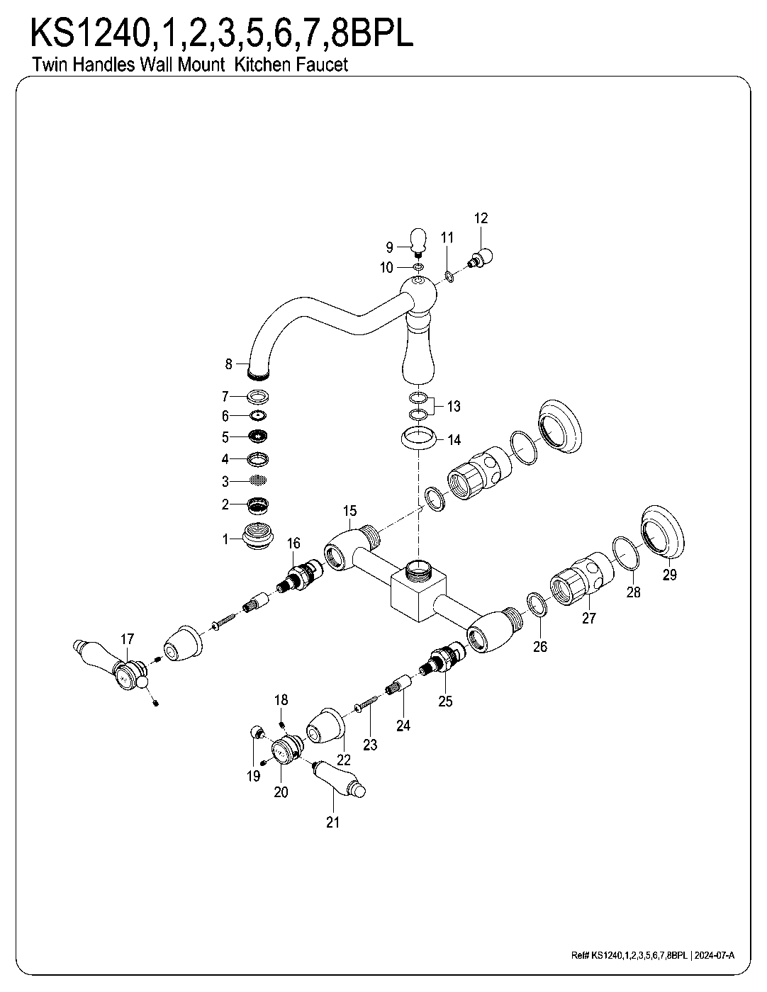 Bel-Air KS1240BPL exploded parts diagram