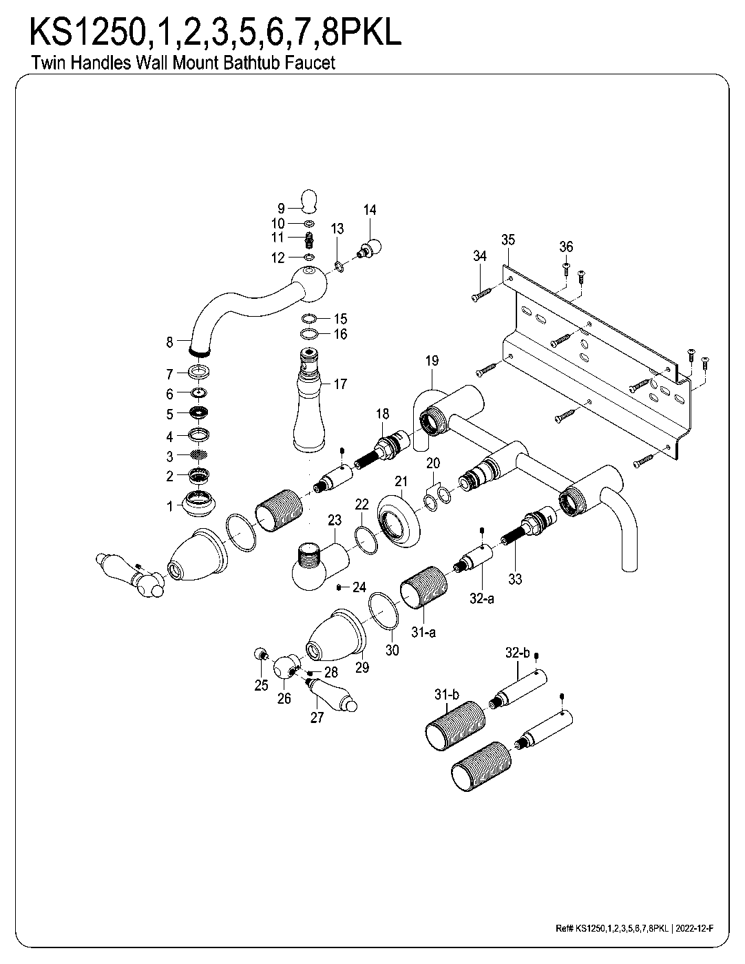 Duchess KS1250PKL exploded parts diagram
