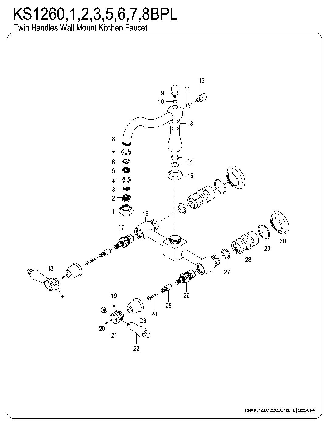 Bel-Air KS1260BPL exploded parts diagram