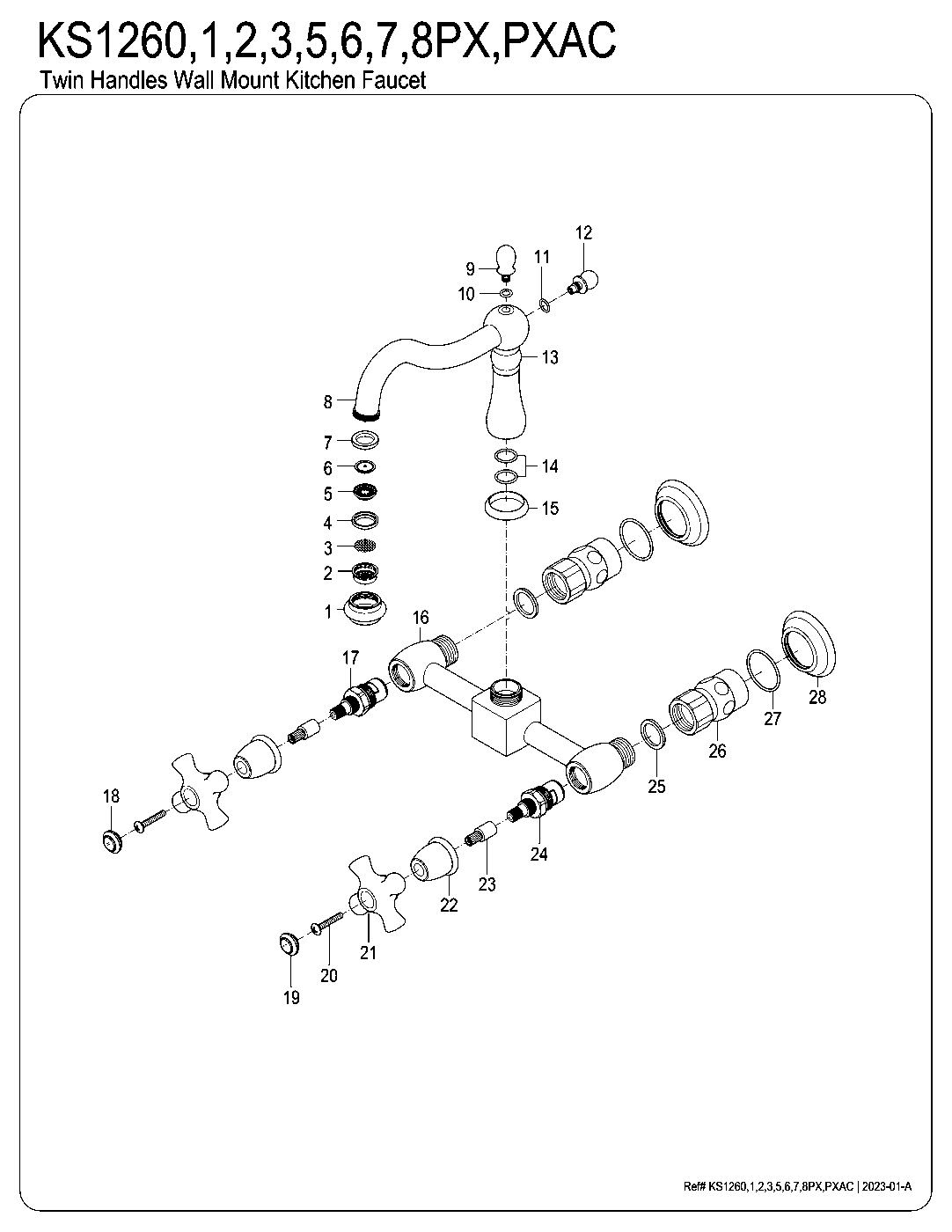 Heritage KS1260PX exploded parts diagram