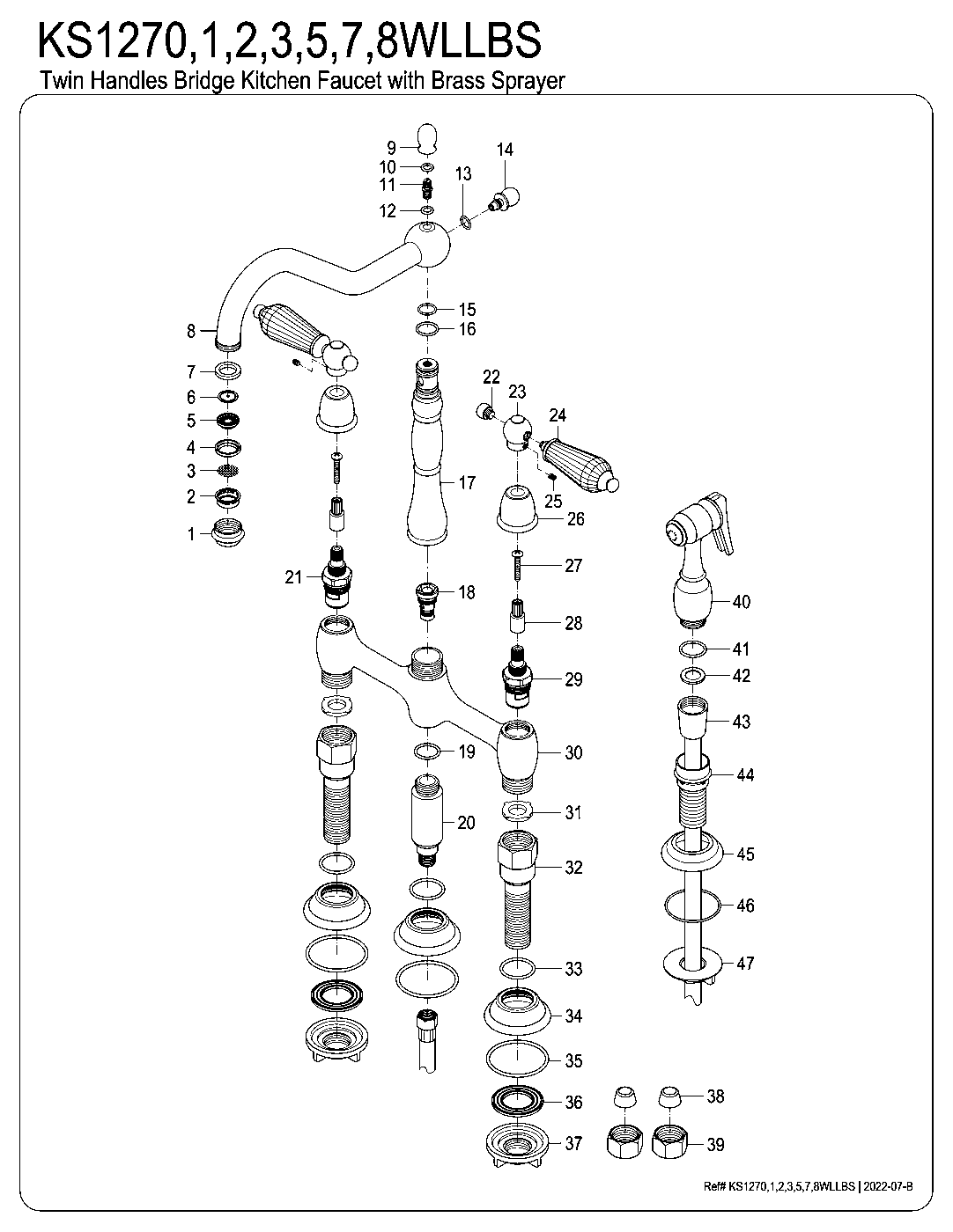 Wilshire KS1271WLLBS exploded parts diagram