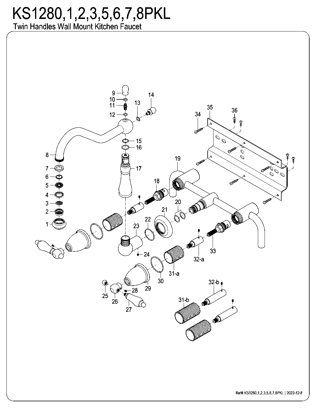 Duchess KS1280PKL exploded parts diagram