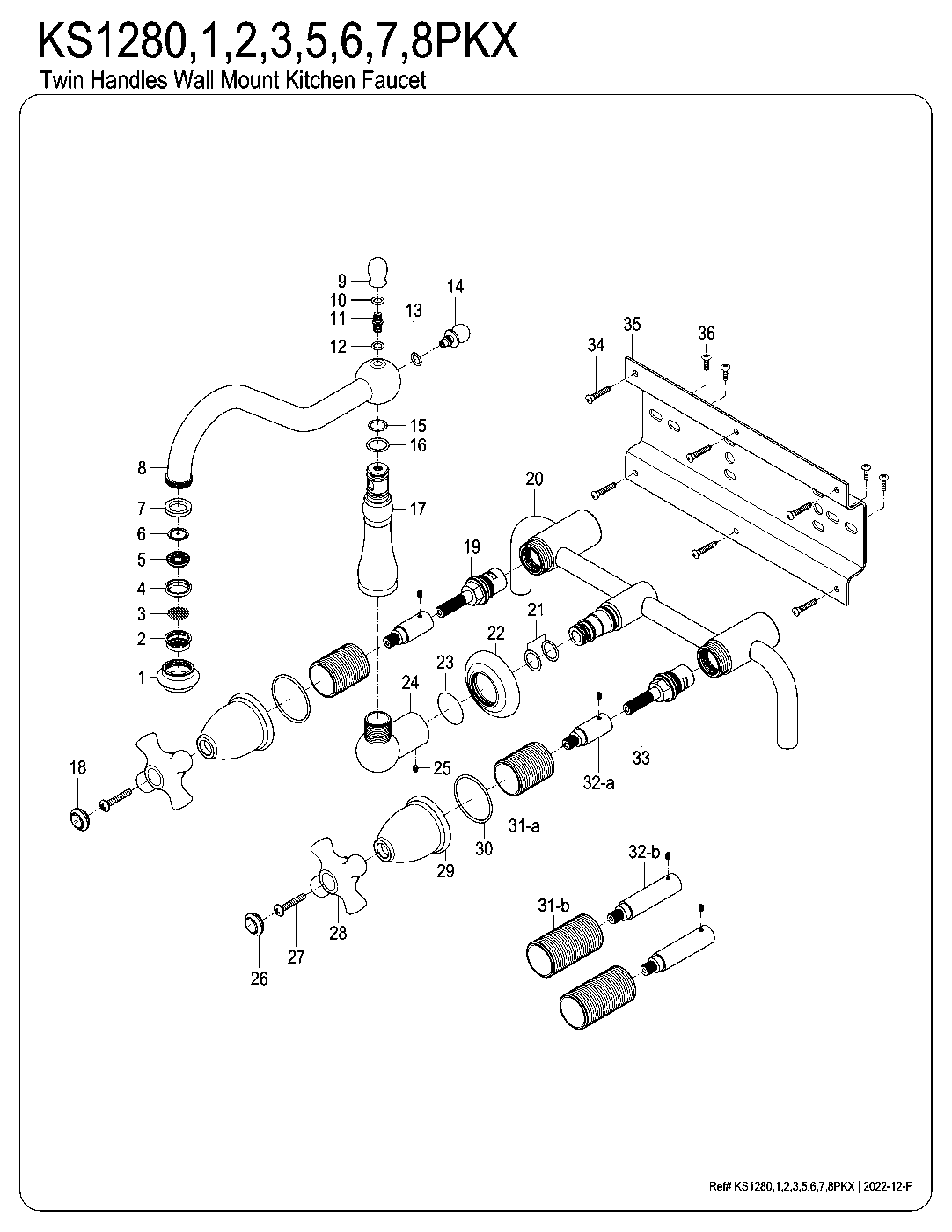 Duchess KS1280PKX exploded parts diagram