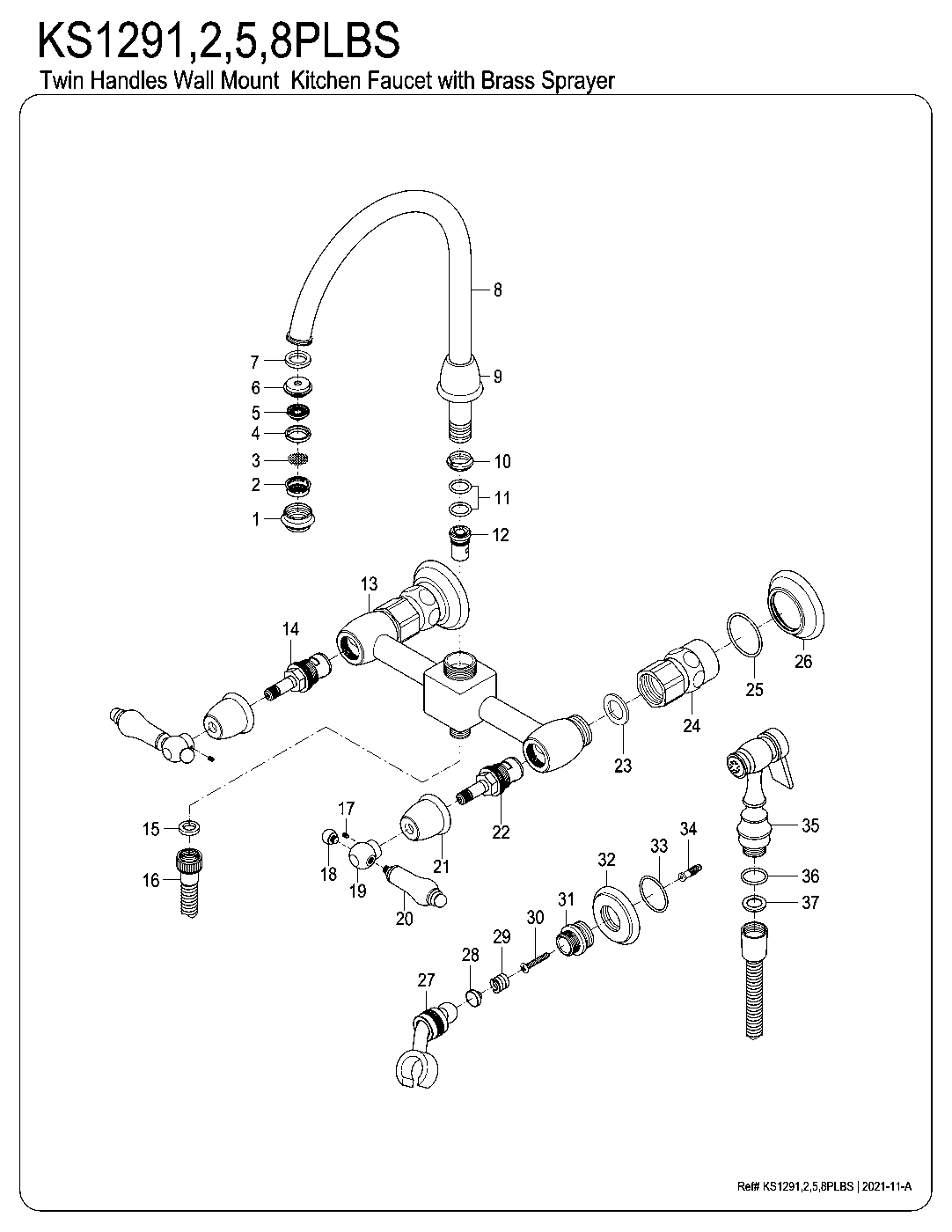 Restoration KS1291PLBS exploded parts diagram