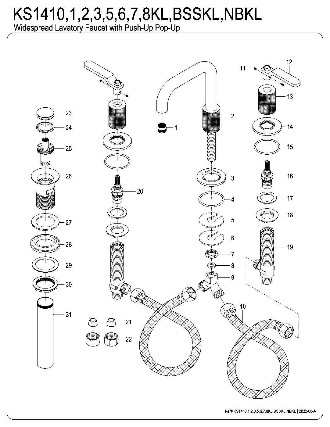 Whitaker KS1410KL exploded parts diagram