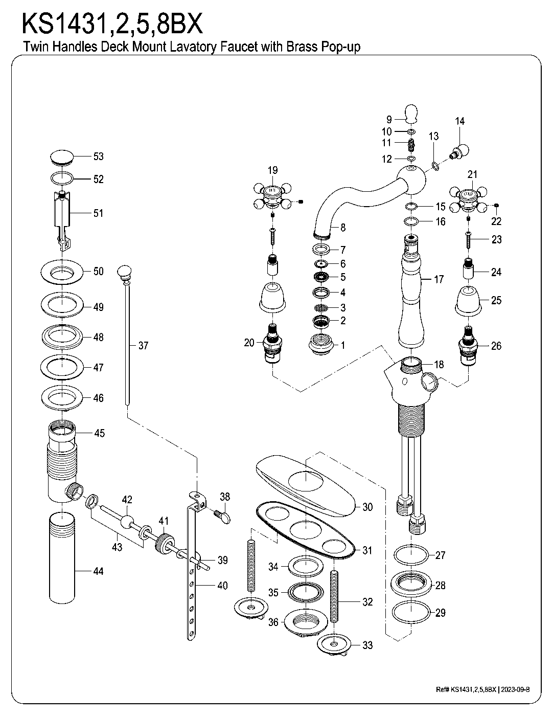 Kingston Brass KS1431BX exploded parts diagram