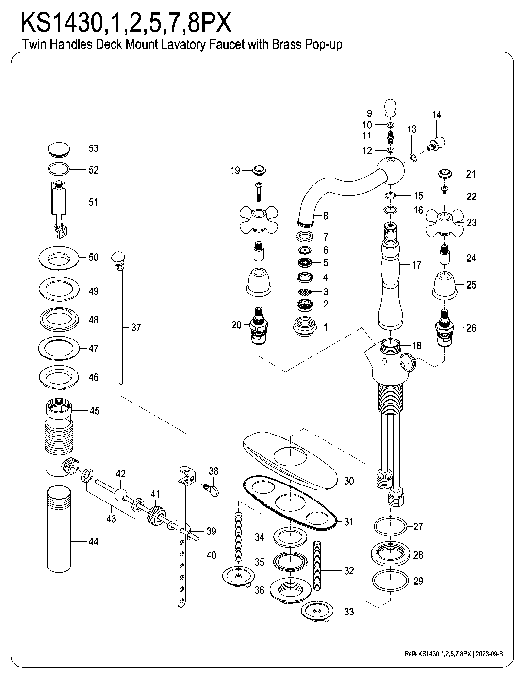 Kingston Brass KS1430PX exploded parts diagram