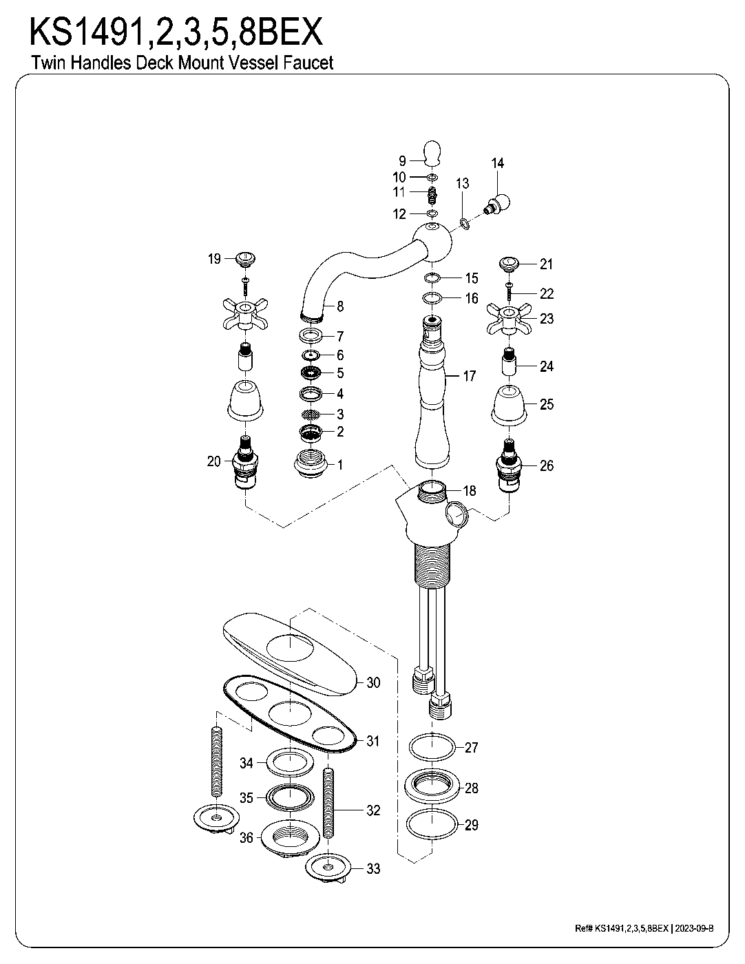 Essex KS1491BEX exploded parts diagram