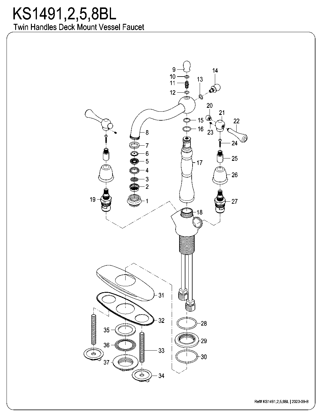 Heritage KS1491BL exploded parts diagram