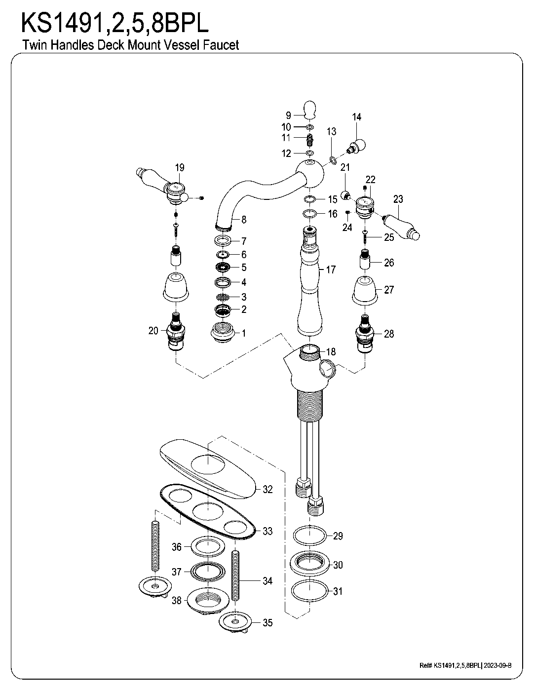 Bel-Air KS1491BPL exploded parts diagram