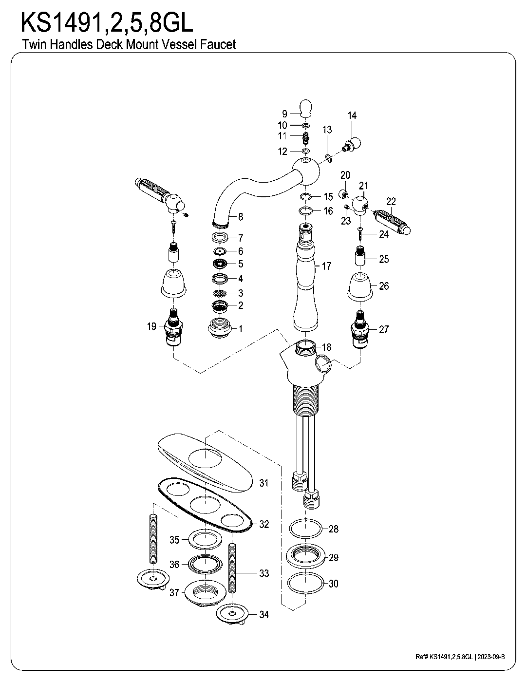 Heritage KS1491GL exploded parts diagram