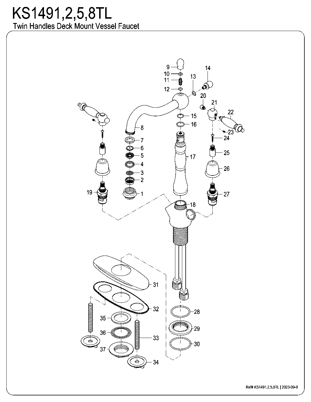 Heritage KS1491TL exploded parts diagram