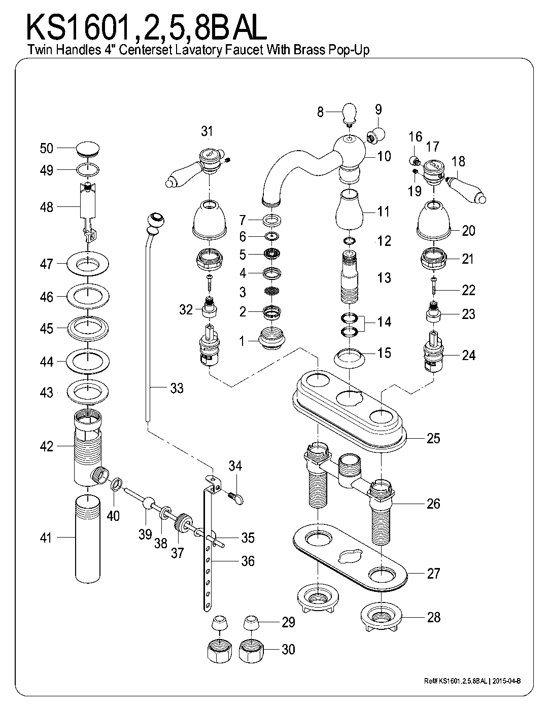 Kingston Brass KS1601BAL exploded parts diagram