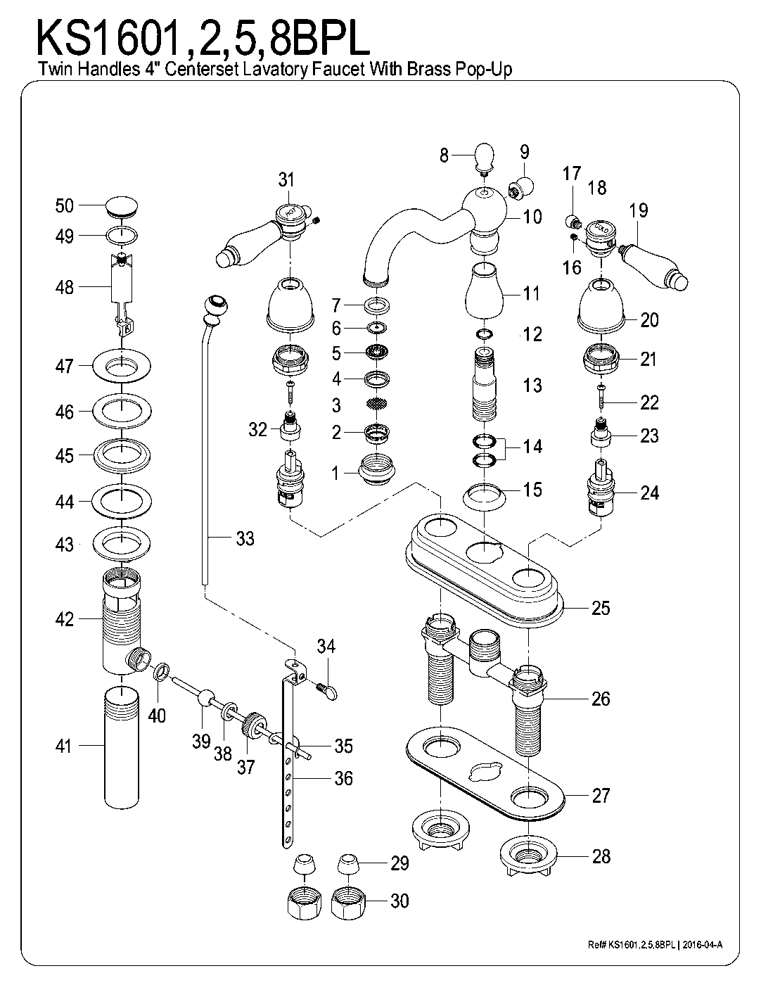 Bel-Air KS1601BPL exploded parts diagram