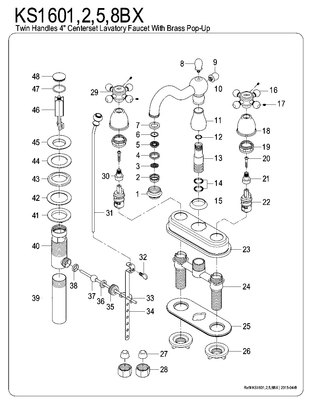 Heritage KS1601BX exploded parts diagram