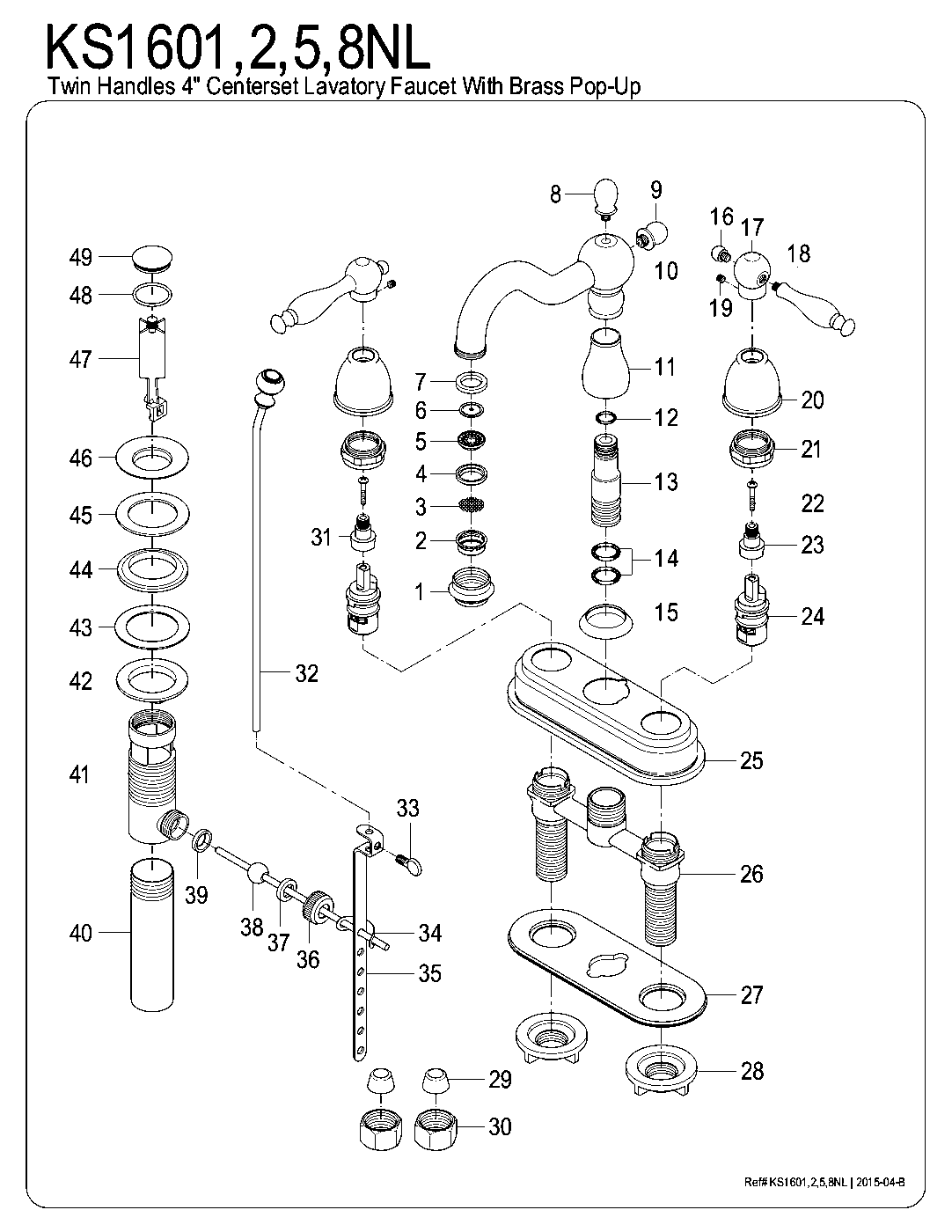 Kingston Brass KS1601NL exploded parts diagram