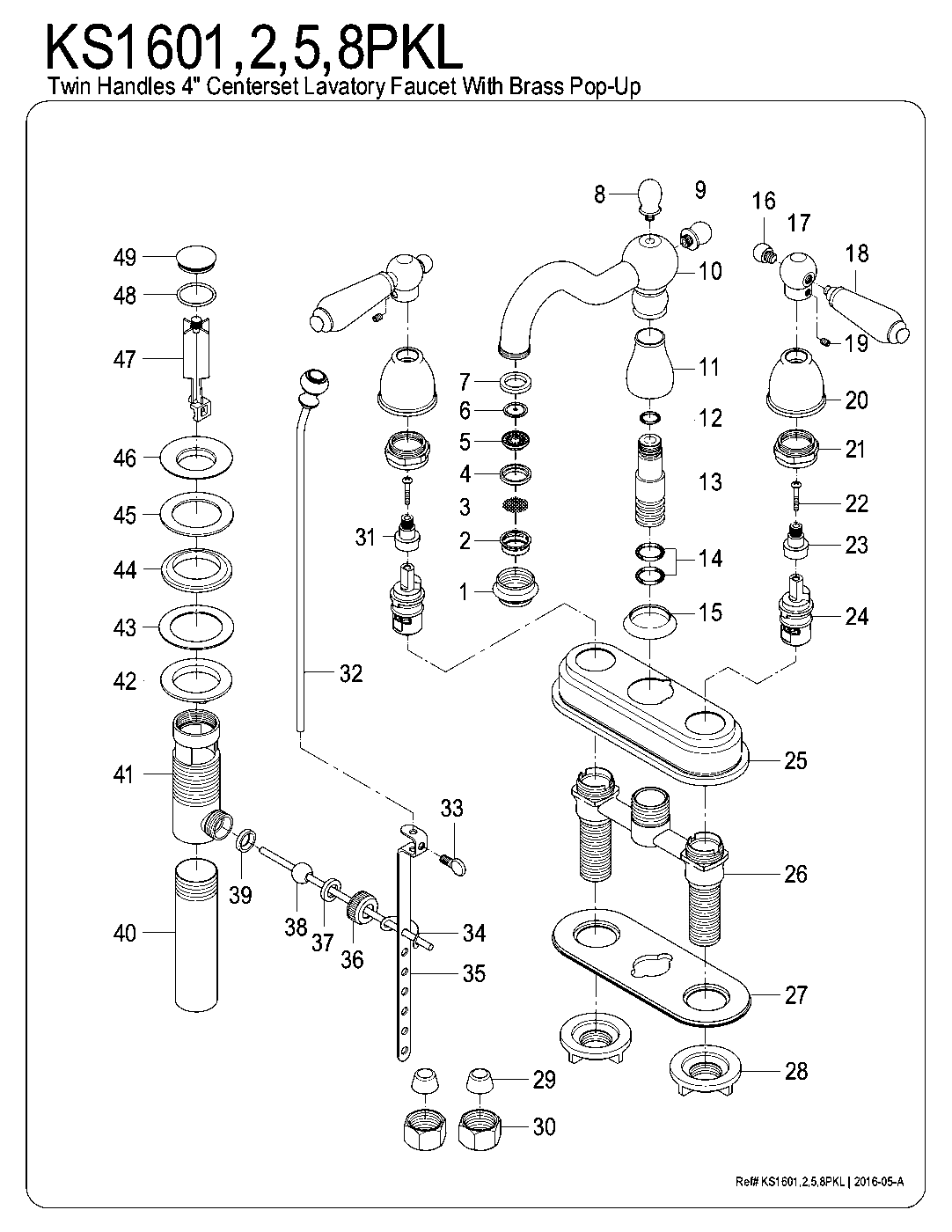 Duchess KS1601PKL exploded parts diagram