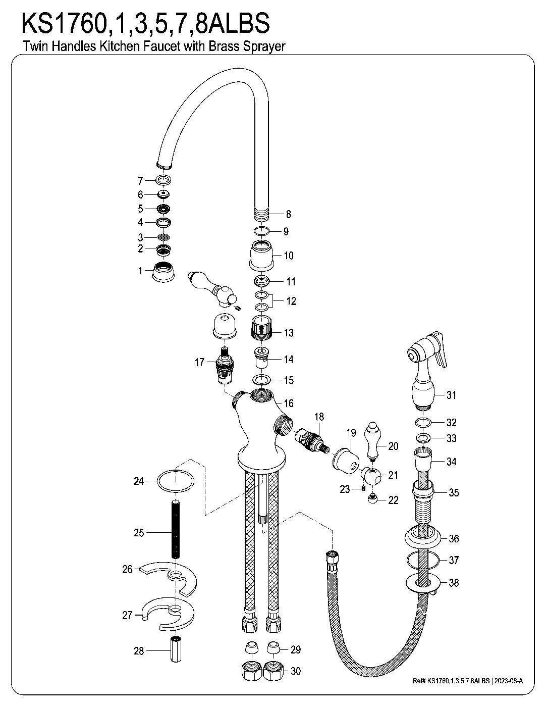 Kingston Brass KS1760ALBS exploded parts diagram