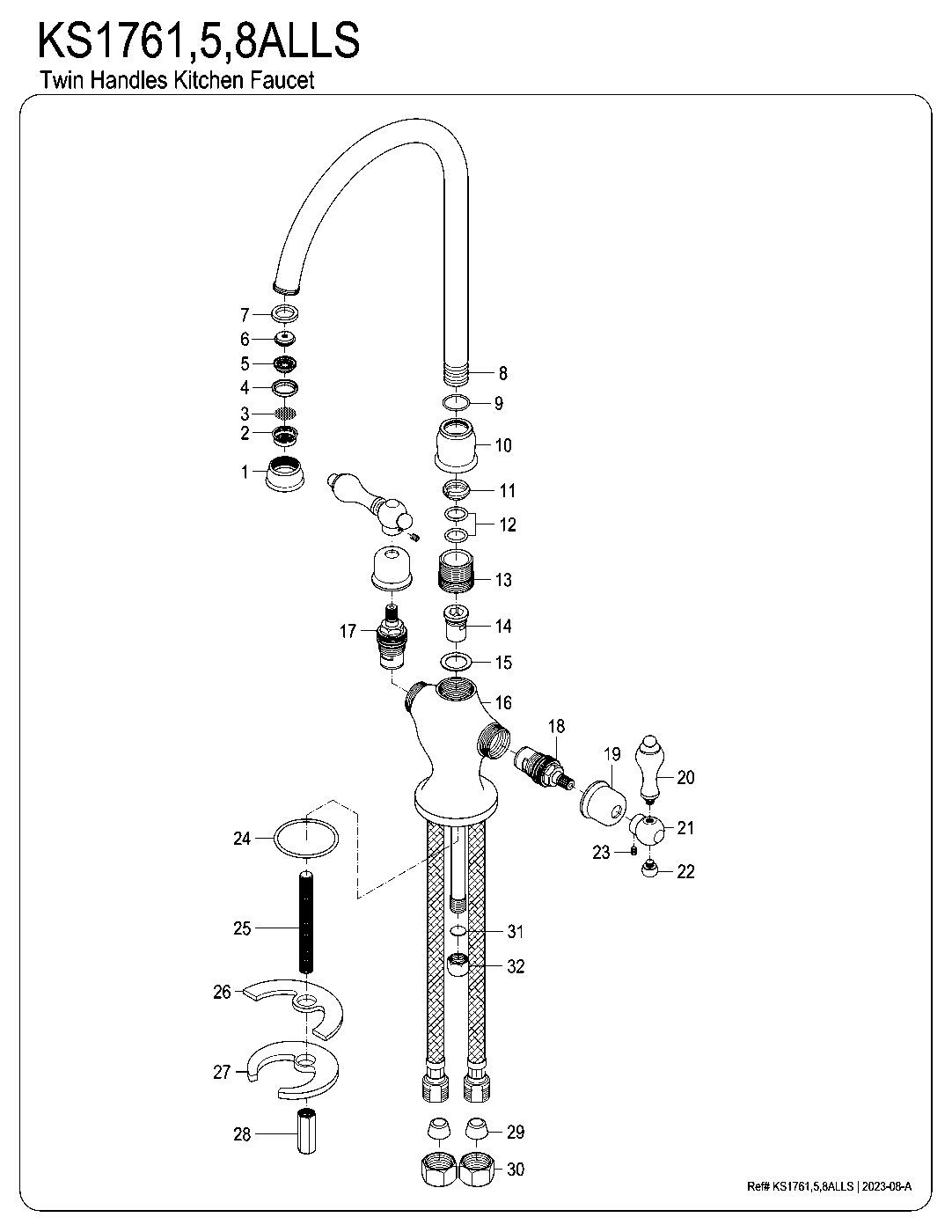 Kingston Brass KS1761ALLS exploded parts diagram