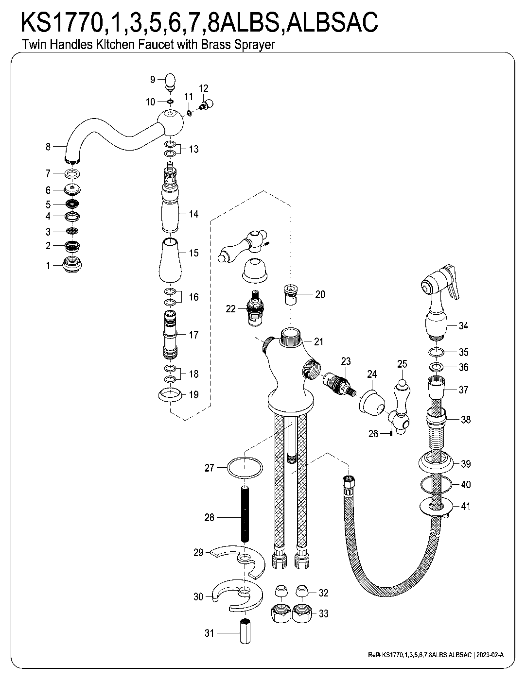 Kingston Brass KS1770ALBS exploded parts diagram