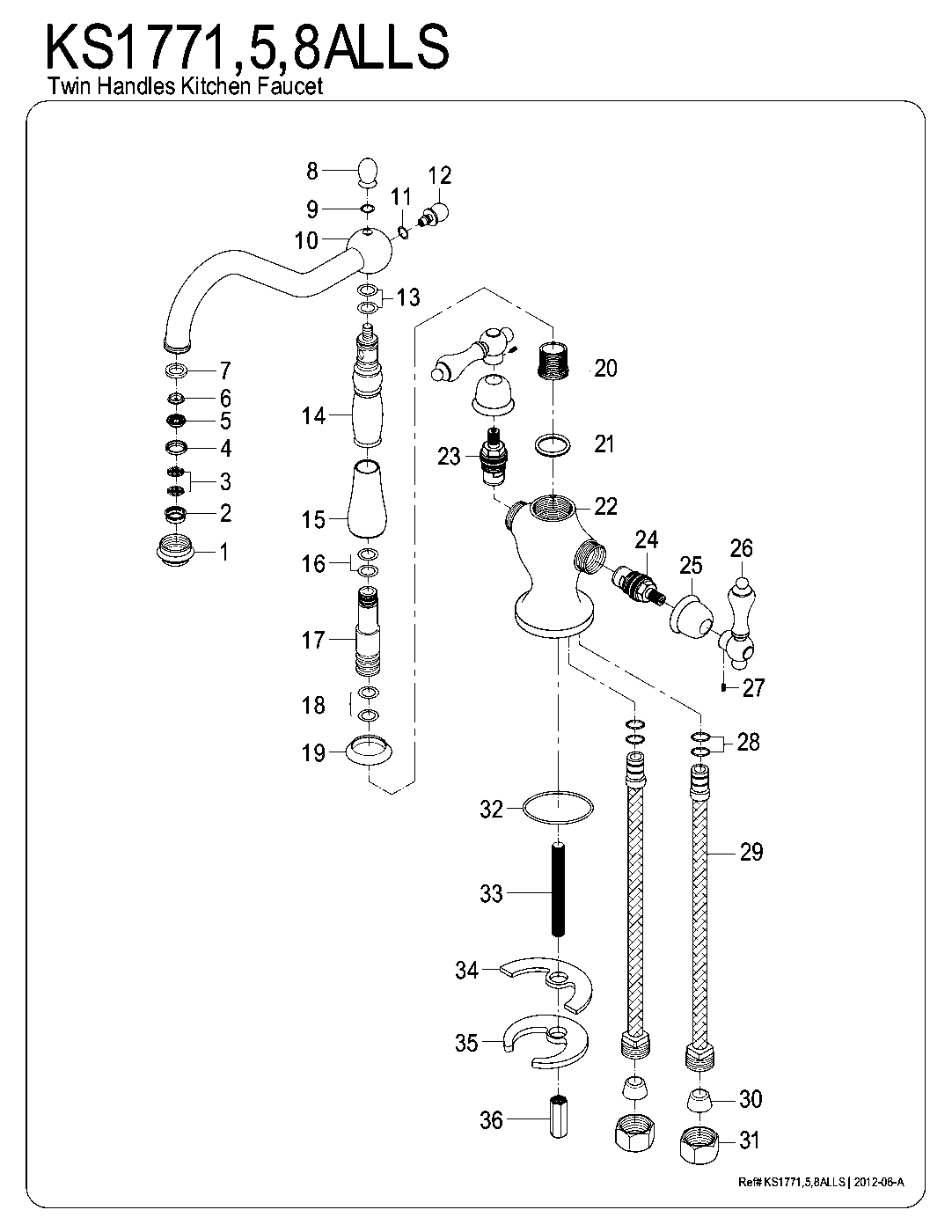 Kingston Brass KS1771ALLS exploded parts diagram