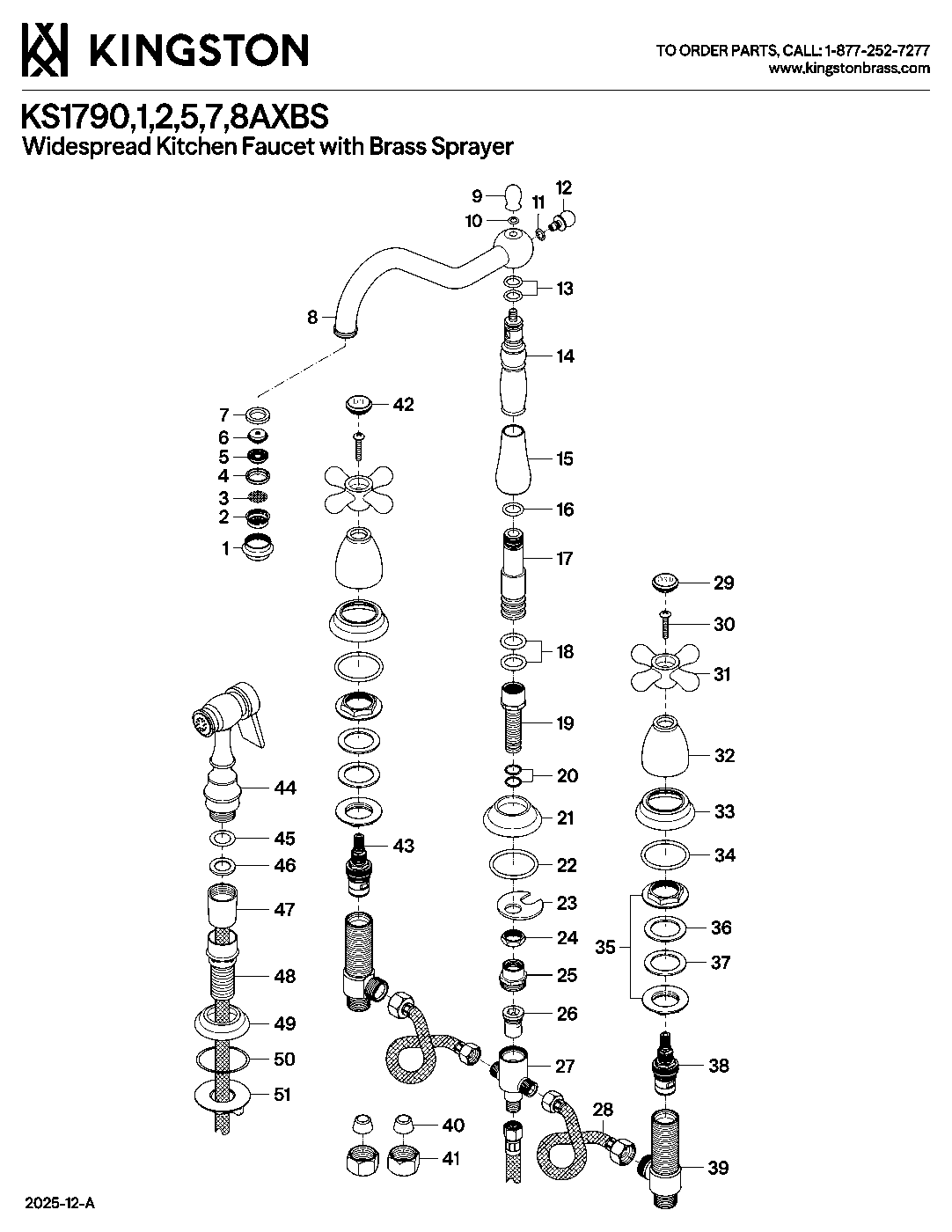 Kingston Brass KS1791AXBS exploded parts diagram
