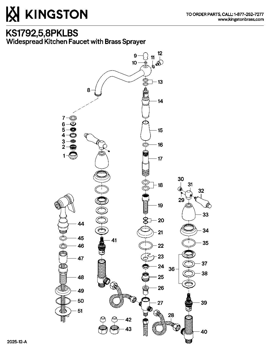 Kingston Brass KS1792PKLBS exploded parts diagram