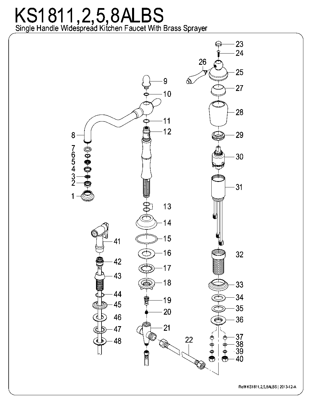 Kingston Brass KS1811ALBS exploded parts diagram