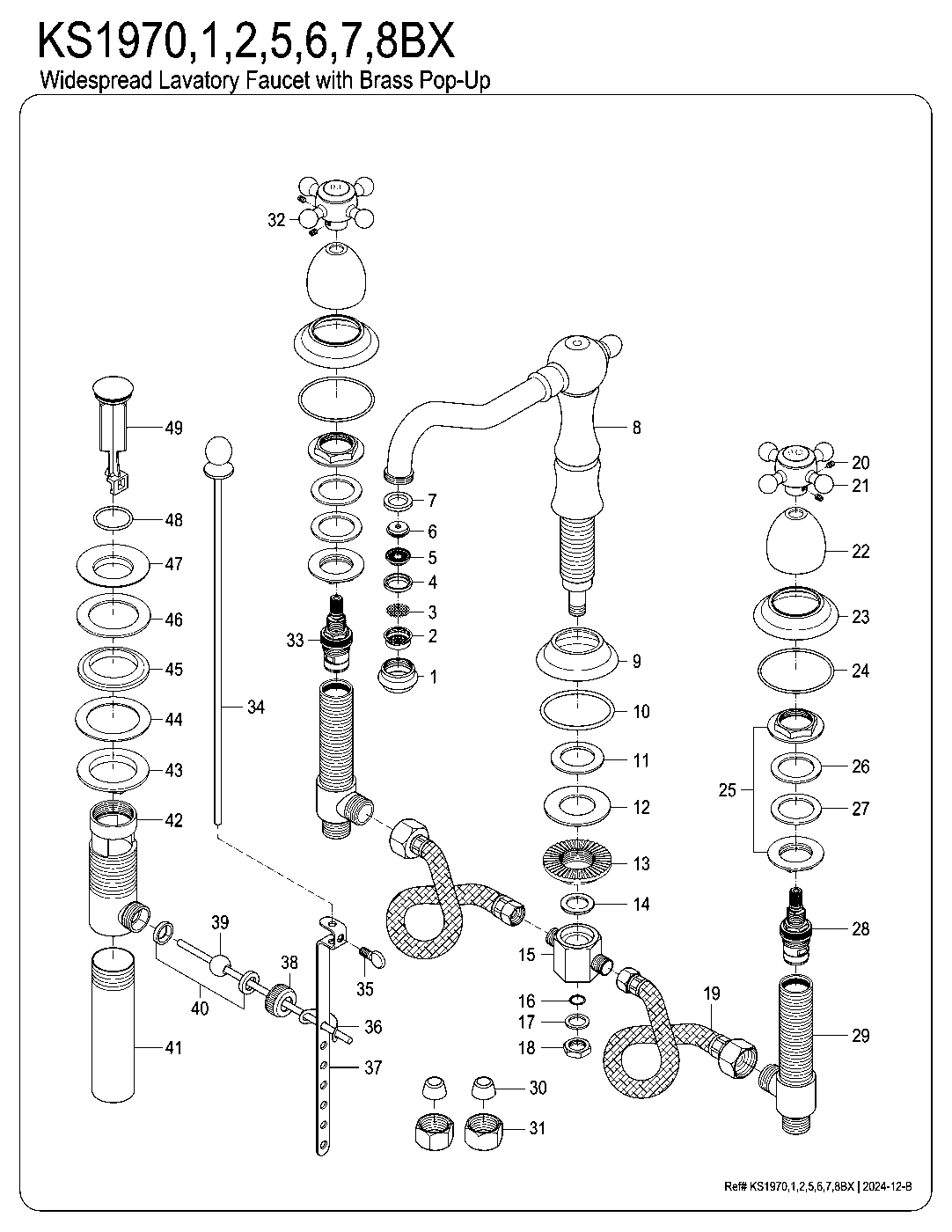 Kingston Brass KS1970BX exploded parts diagram