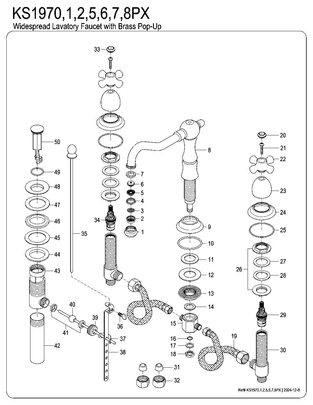 Kingston Brass KS1970PX exploded parts diagram