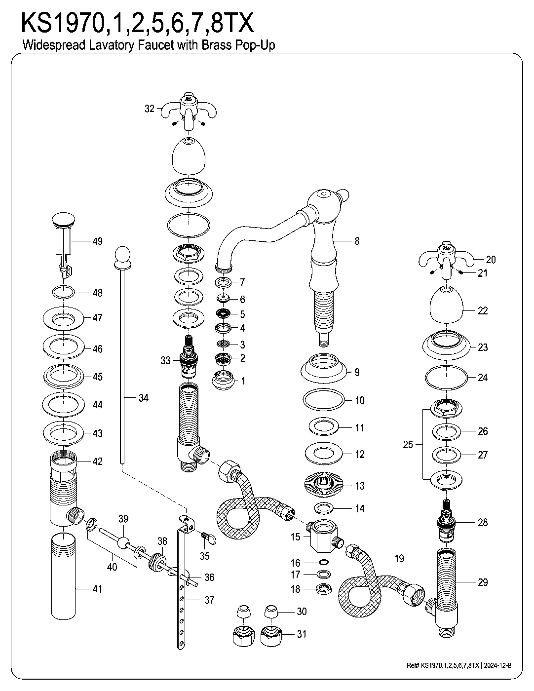 Kingston Brass KS1970TX exploded parts diagram