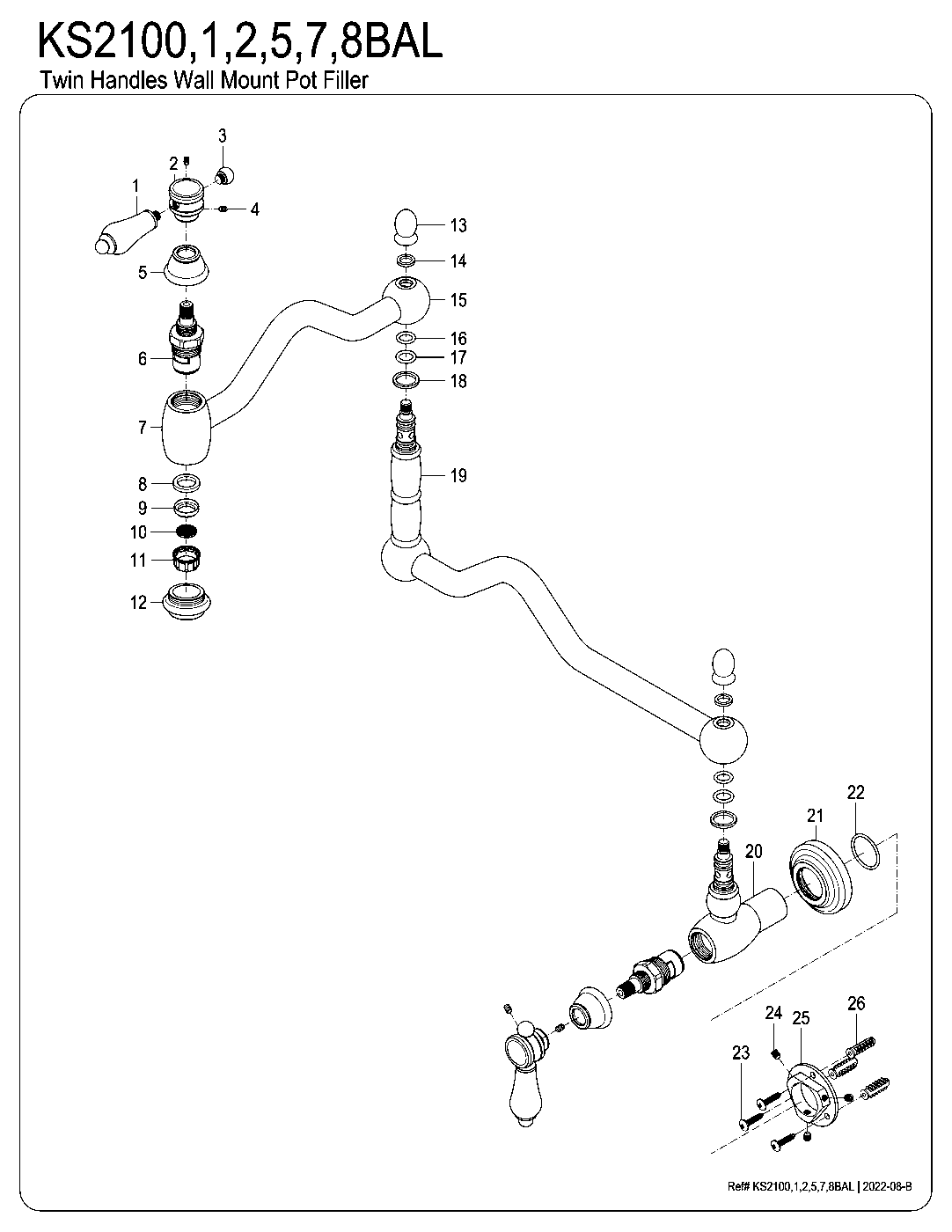 Heirloom KS2100BAL exploded parts diagram