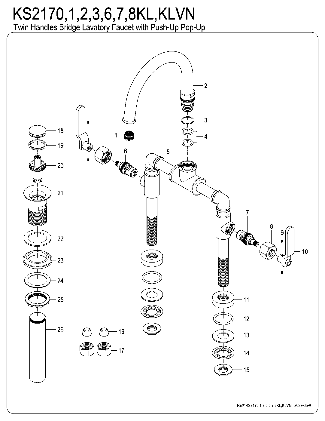 Whitaker KS2170KL exploded parts diagram