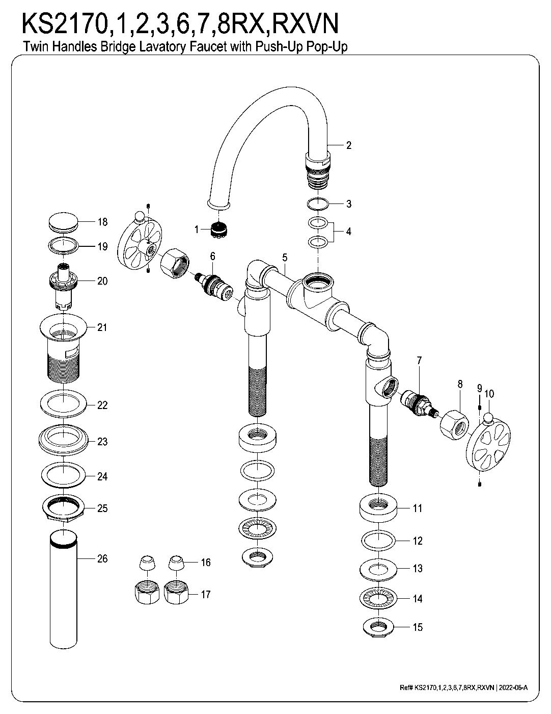 Kingston Brass KS2170RX exploded parts diagram