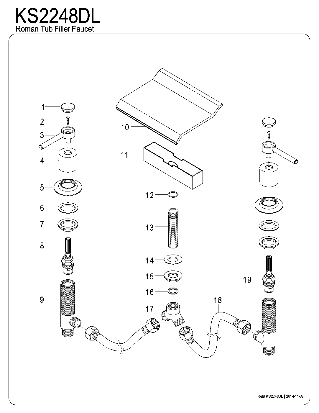 Kingston Brass KS2248DL exploded parts diagram