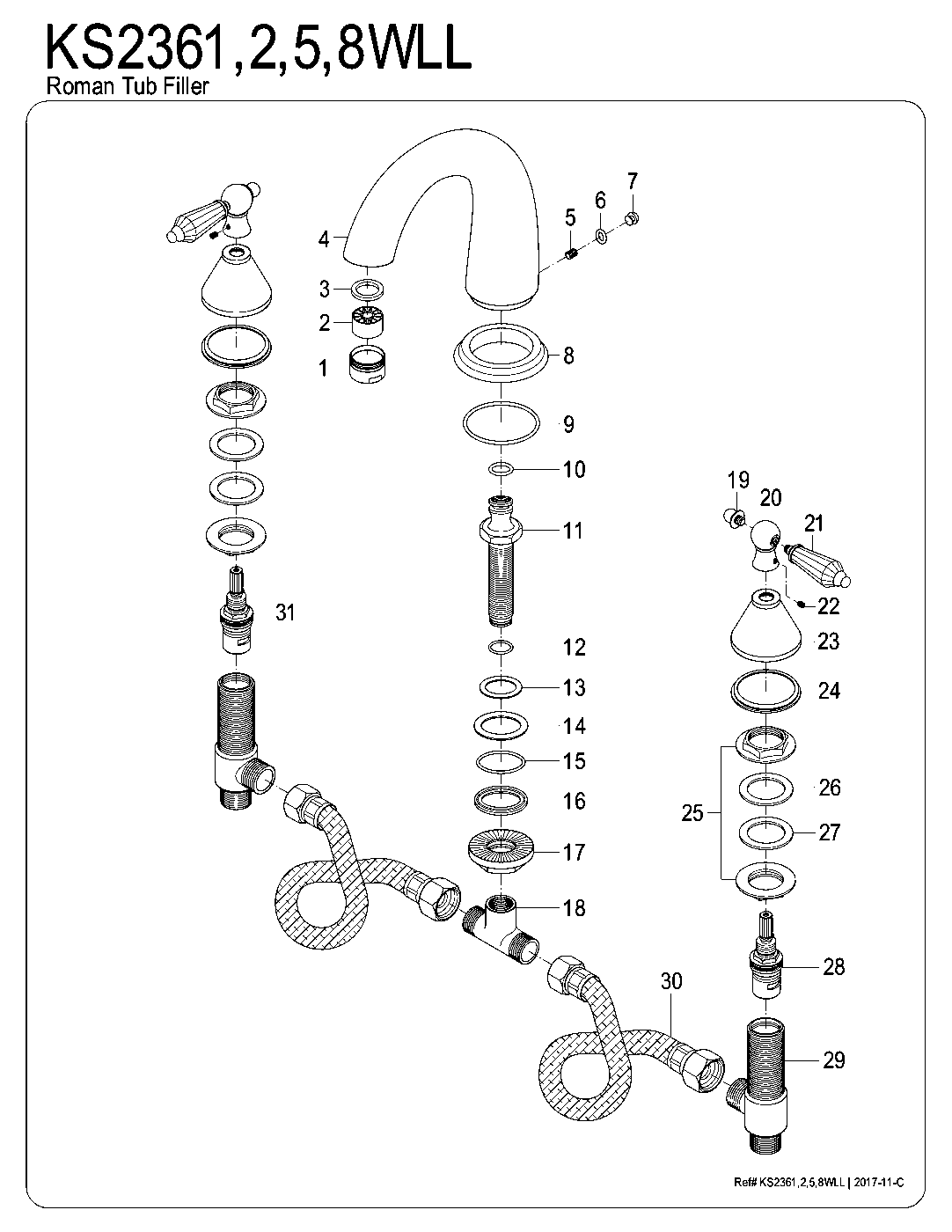 Wilshire KS2361WLL exploded parts diagram